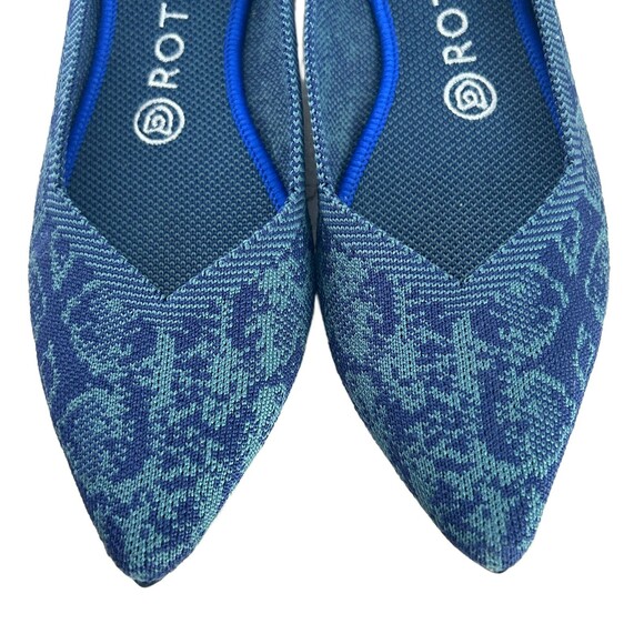 Rothys Shoes Blue Emerald Snake Print The Point Ballet Flats Size 8 Nice! - Picture 2 of 9